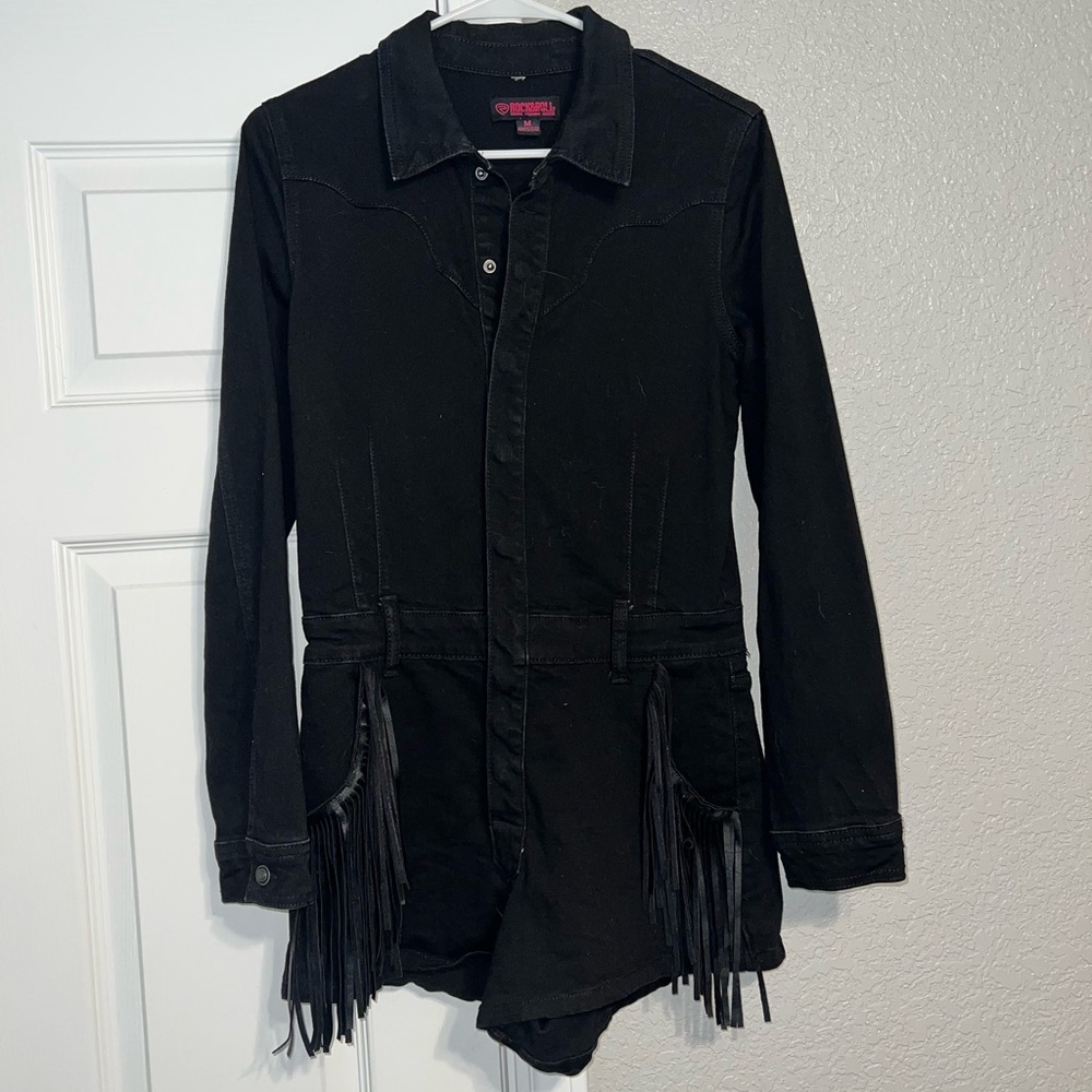 Rock & Roll Cowgirl Black Jumpsuit with Western Flair